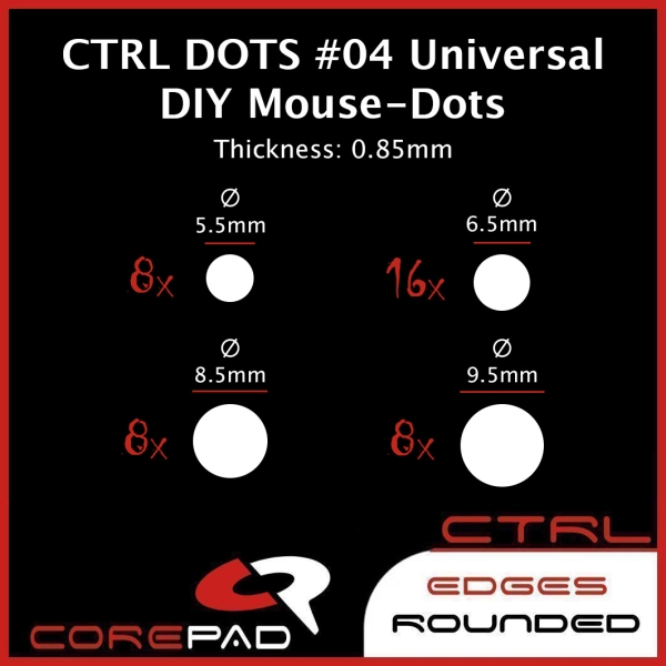 Corepad Skatez DOTS AIR CTRL #04 04 Universal DIY Dot GHOSTGLIDES Edgerunner VORTEX CYCLONE PlastiX X-Raypad Jade Obsidian PRO Esports Tiger ICE